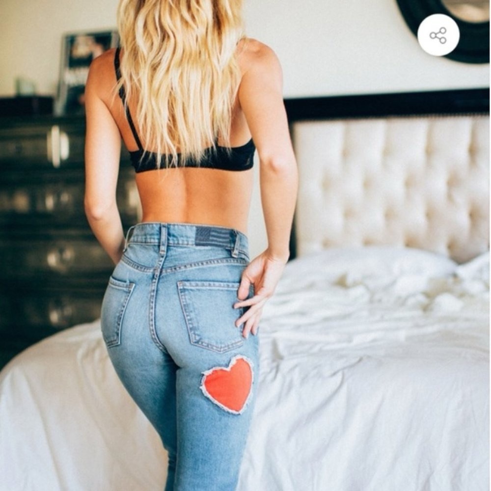 Revice Mon Amour Heart Patch Jeans, Size 26